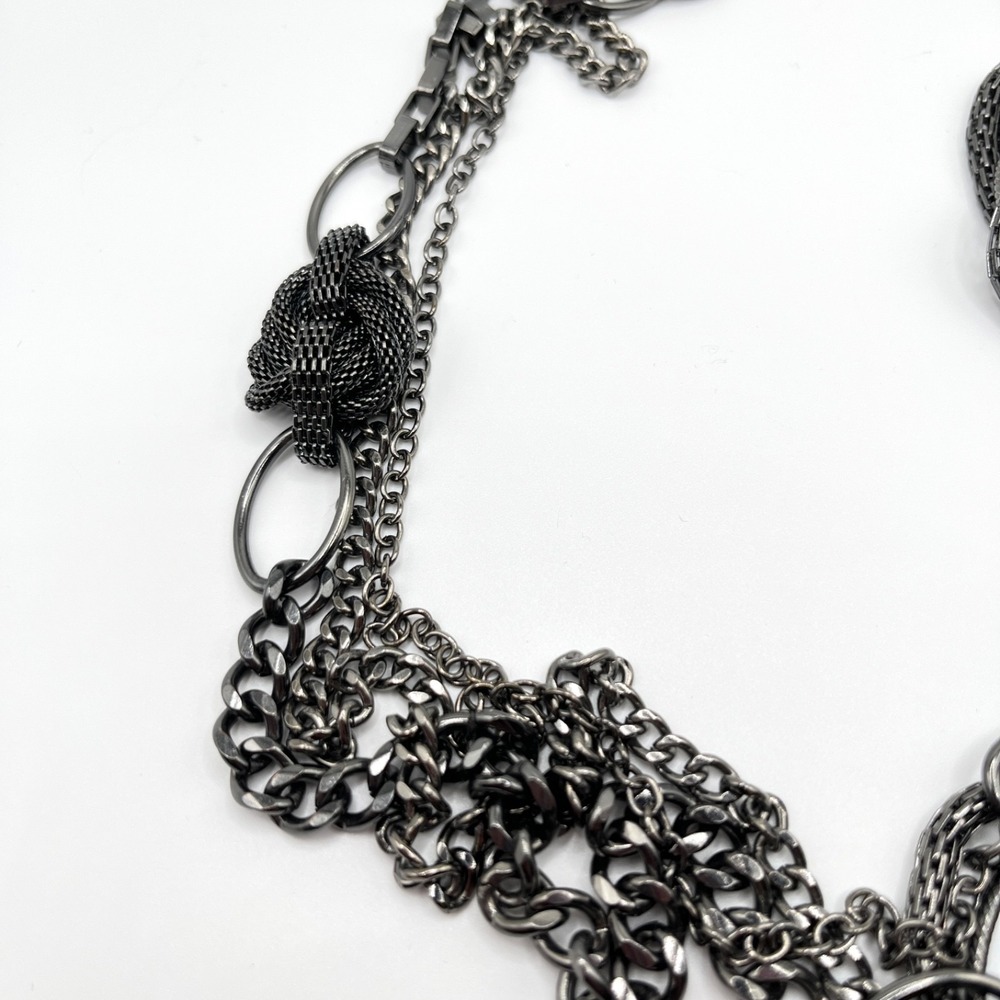 Premier Designs Gunmetal Multilayer Chain Necklace with Intricate Oval Links 36" - Picture 3 of 14